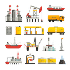 Canvas Print - Oil Petrol Industry Icons Set