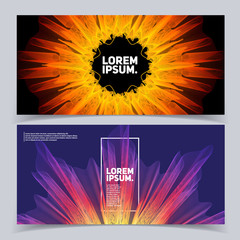 Wall Mural - modern banners design. 3d mesh mandala illustration. cool gradient colors. eps10 vector.