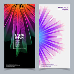 Wall Mural - modern banners design. 3d mesh mandala illustration. cool gradient colors. eps10 vector.