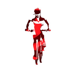 Poster - Cycling, mountain biker, abstract red vector silhouette