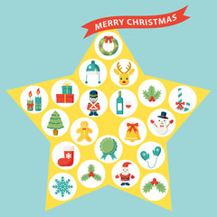  星型のクリスマスアイコンセット