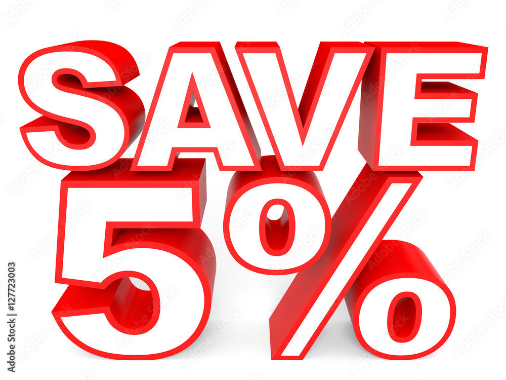 discount-5-percent-off-3d-illustration-on-white-background-stock