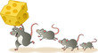 Winner of the rat race leads a pack of sad, hungry, envious rodents to victory. Vector illustration