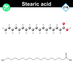 Canvas Print - Stearic fatty acid atomic structure