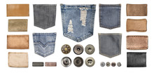  Various Jeans Parts On White
