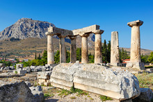 The Temple Of Apollo In Ancient Corinth, Greece