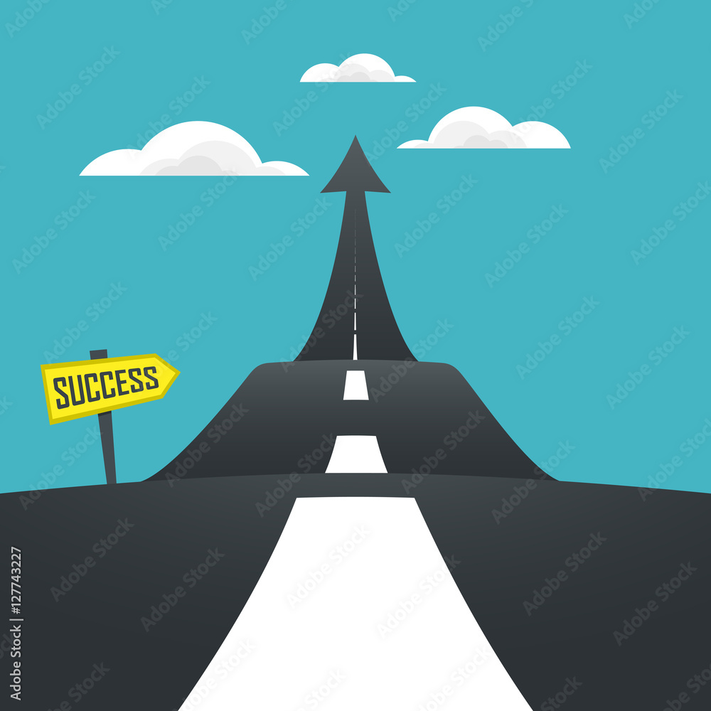 Concept of the road to success. Vector illustrator - obrazy, fototapety, plakaty 