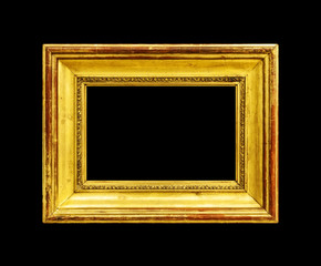 Wall Mural - Old wood frame isolated on black