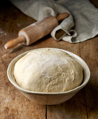 Wall Mural - bowl of fresh raw dough