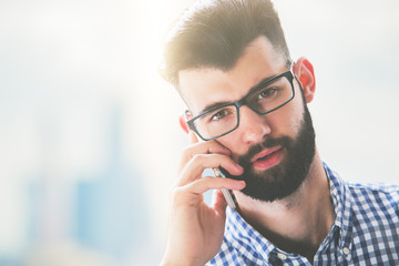 Wall Mural - Handsome man on phone