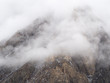 A view of misty mountain peak in Yak Kharka, Annapurna Conservation Area, Nepal