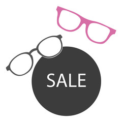 Sale tag banner template with two glasses. Vector illustration