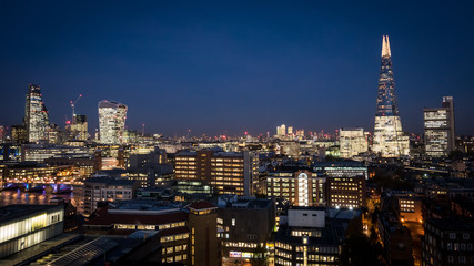 Wall Mural - The financial City of London business district skyline at night