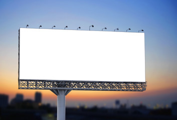 Blank billboard at twilight