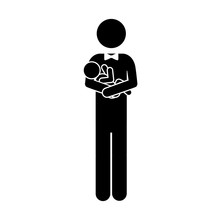 Pictogram Man With Little Baby In Arms Vector Illustration Vector Illustration