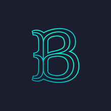B Letter Logo. Mono Line Slab Serif Retro Type.
