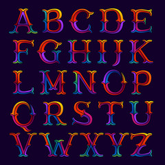 Wall Mural - Alphabet logos in elegant multicolor faceted style.