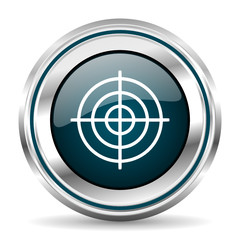 Leinwandbilder - Target vector icon. Chrome border round web button. Silver metallic pushbutton.