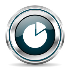 Aufkleber - Circle chart vector icon. Chrome border round web button. Silver metallic pushbutton.