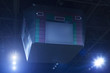 Scroreboard and spotlights in a basketball arena