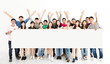 © Tom Wang - happy Young group showing empty board