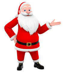 Cheerful Santa Claus pointing to the empty space. 3D rendered Il