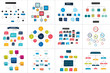 Mega set of various  flowcharts schemes, diagrams. Simply color editable. Infographics elements.
