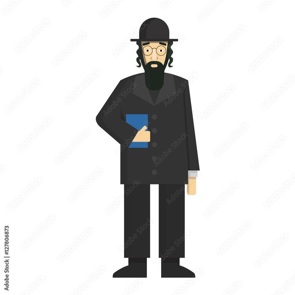 Isolated jewish rabbi standing on white background. Concept of Israel ...