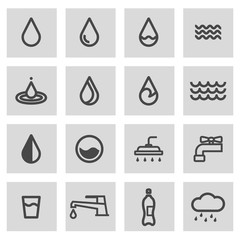 Wall Mural - vector line water icons set
