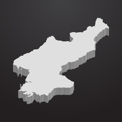 Poster - North Korea map in gray on a black background 3d