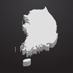 Poster - South Korea map in gray on a black background 3d
