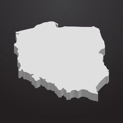 Poster - Poland map in gray on a black background 3d
