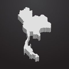 Poster - Thailand map in gray on a black background 3d