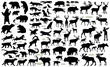 Big mammals of the northern lands vector silhouettes collection
