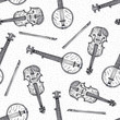 Seamless Pattern with Wooden Fiddle and Banjo