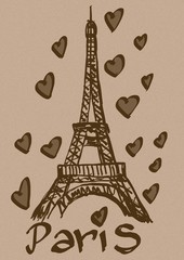 Wall Mural - Love Paris vintage