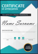 Blue Black Elegant Vertical Certificate With Vector Illustration White Frame Certificate Template With Clean And Modern Pattern Presentation
