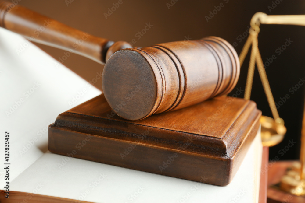 Gavel on book, closeup