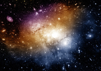 stars, dust and gas nebula in a far galaxy