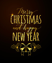 Wall Mural - vector illustration of merry christmas and happy new year