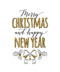 Wall Mural - vector illustration of merry christmas and happy new year