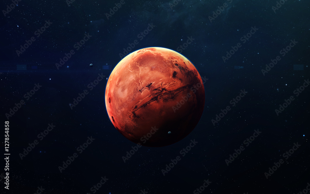 Mars - High resolution beautiful art presents planet of the solar system. This image elements furnished by NASA - obrazy, fototapety, plakaty 