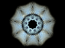Fractal Decorative Computer  Illustration Of  Round Blue Brown Fluffy Star On Black Background