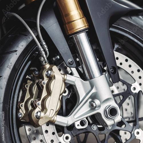 Fotografija details of motorcycle, Motorbike into deep,