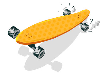 Long Board Cool Comic Cartoon Vector Illustration On A White Bac