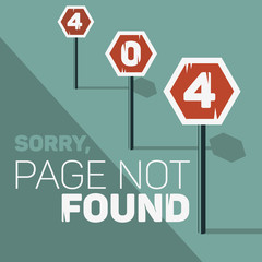 oops, error 404 web banner. page not found. stop traffic signs a
