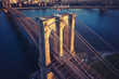 Brooklyn Bridge trom top - aerial view with East river. Background image. Taken from Brooklyn.