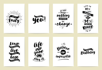 Typography cards set.