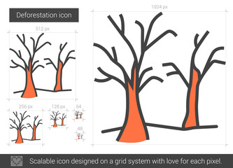 Sticker - Deforestation line icon.