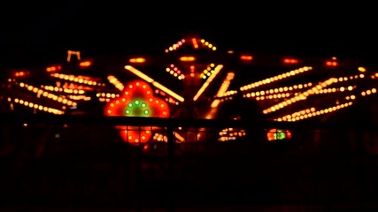 Wall Mural - Blurred Amusement park ride at night.
